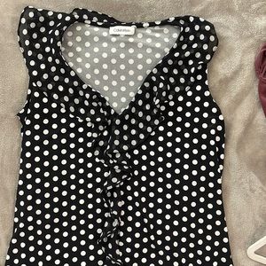Calvin Klein Black & White Polka Dot Shell Silky